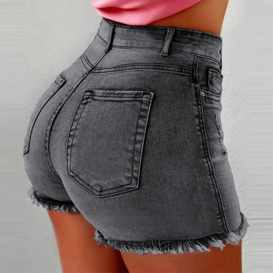 Solid Cotton Denim Shorts for Women Clothing 2024 Summer Street Style High Waist Sexy Jeans Female Casual Korean Y2K Crop Pants - SHOWLU FASHION STORE