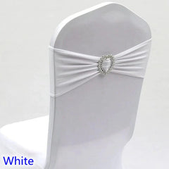 Spandex Chair Sash Wedding Decoration With Love Heart Buckle Lycra Stretch For Hotel Birthday Party Banquet Event - SHOWLU FASHION STORE