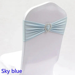 Spandex Chair Sash Wedding Decoration With Love Heart Buckle Lycra Stretch For Hotel Birthday Party Banquet Event - SHOWLU FASHION STORE