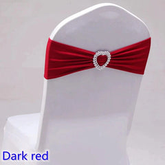 Spandex Chair Sash Wedding Decoration With Love Heart Buckle Lycra Stretch For Hotel Birthday Party Banquet Event - SHOWLU FASHION STORE