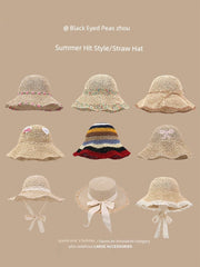 Straw Hat Japanese Style Women's Hand - Woven Summer Outing Lace - SHOWLU FASHION STORE