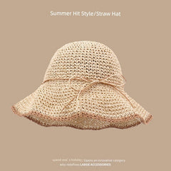 Straw Hat Japanese Style Women's Hand - Woven Summer Outing Lace - SHOWLU FASHION STORE