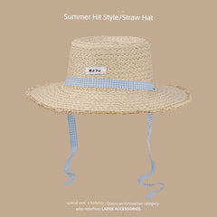 Straw Hat Japanese Style Women's Hand - Woven Summer Outing Lace - SHOWLU FASHION STORE