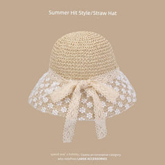 Straw Hat Japanese Style Women's Hand - Woven Summer Outing Lace - SHOWLU FASHION STORE