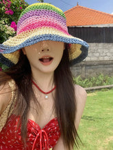 Straw Hat Rainbow Female Summer Japanese Beach Sun - Proof Hat - SHOWLU FASHION STORE
