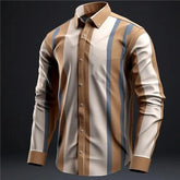 Striped Men's Business Casual Shirt Everyday Wear Spring Lapel Long Sleeve Shirt Comfortable Casual Button Lapel Shirt - SHOWLU FASHION STORE