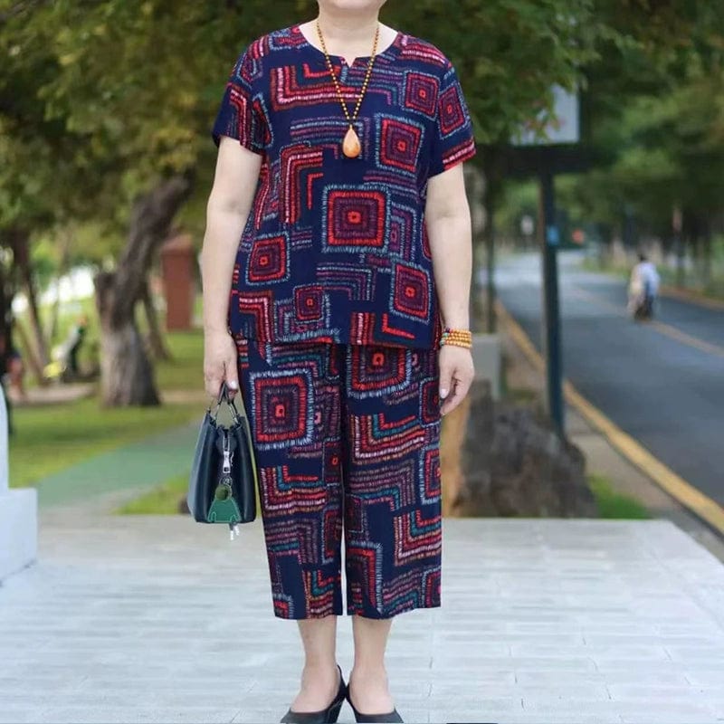 Stylish Middle - Aged and Elderly Women's Dress T-shirt Loose Thin Cotton Silk - SHOWLU FASHION STORE