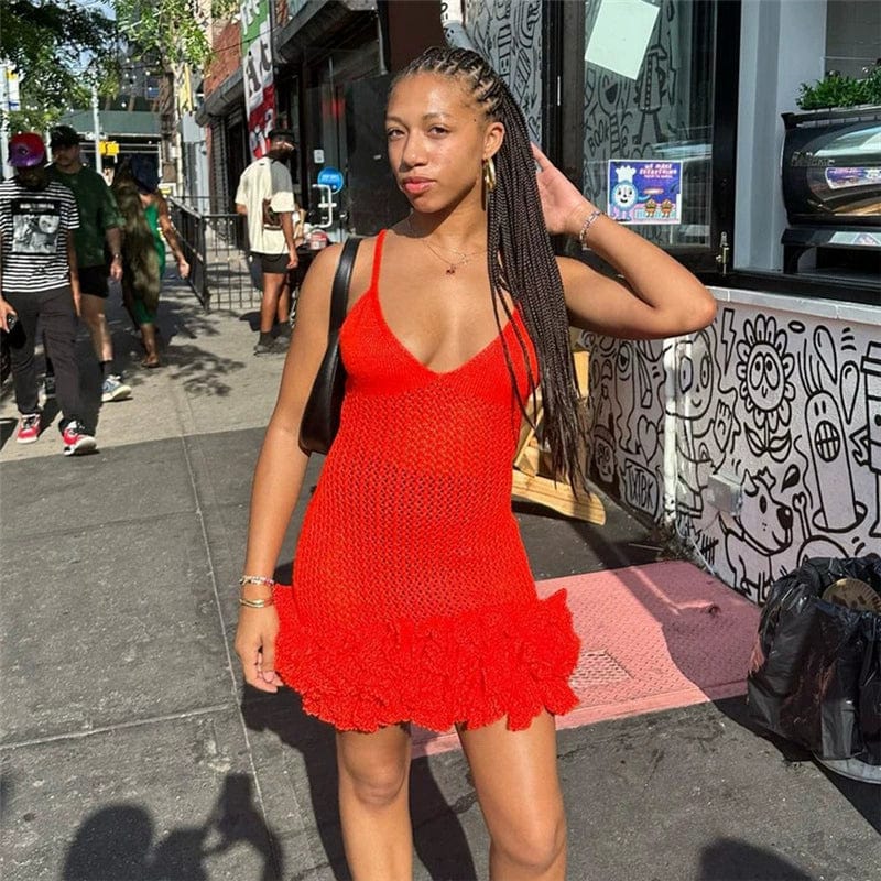 Sultry Knitted Cut - Out Sling Dress - SHOWLU FASHION STORE