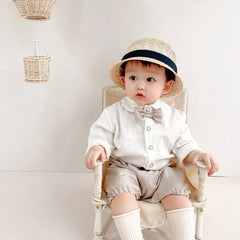 Summer Handsome Bow Tie Small Shirt Autumn One Year Old Celebration Dress - SHOWLU FASHION STORE