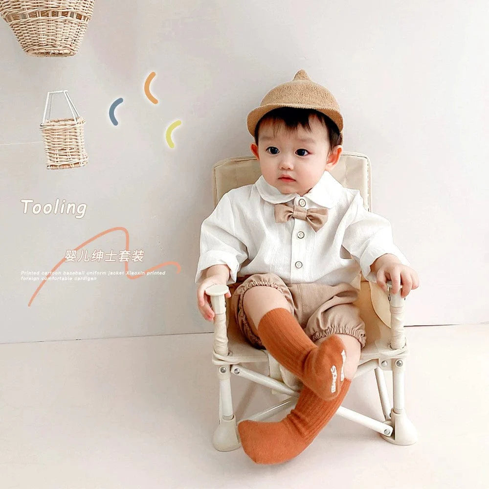 Summer Handsome Bow Tie Small Shirt Autumn One Year Old Celebration Dress - SHOWLU FASHION STORE