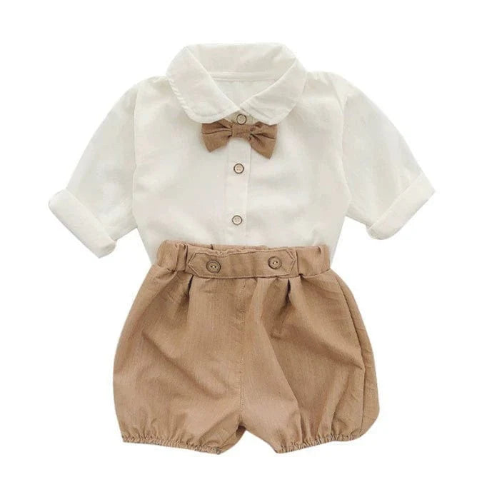 Summer Handsome Bow Tie Small Shirt Autumn One Year Old Celebration Dress - SHOWLU FASHION STORE