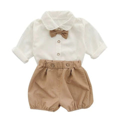 Summer Handsome Bow Tie Small Shirt Autumn One Year Old Celebration Dress - SHOWLU FASHION STORE