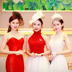 Summer Socialite Cheongsam Black Headdress Veil Women's Dress - SHOWLU FASHION STORE