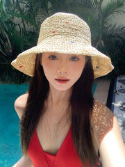 Sun Hat Niche Style Color Women's Summer Outdoor Straw Hat - SHOWLU FASHION STORE
