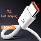 A white USB Type C cable connector with an orange interior and 7A label.