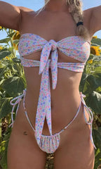 Sweet Cutout Print Strap Bikini - SHOWLU FASHION STORE