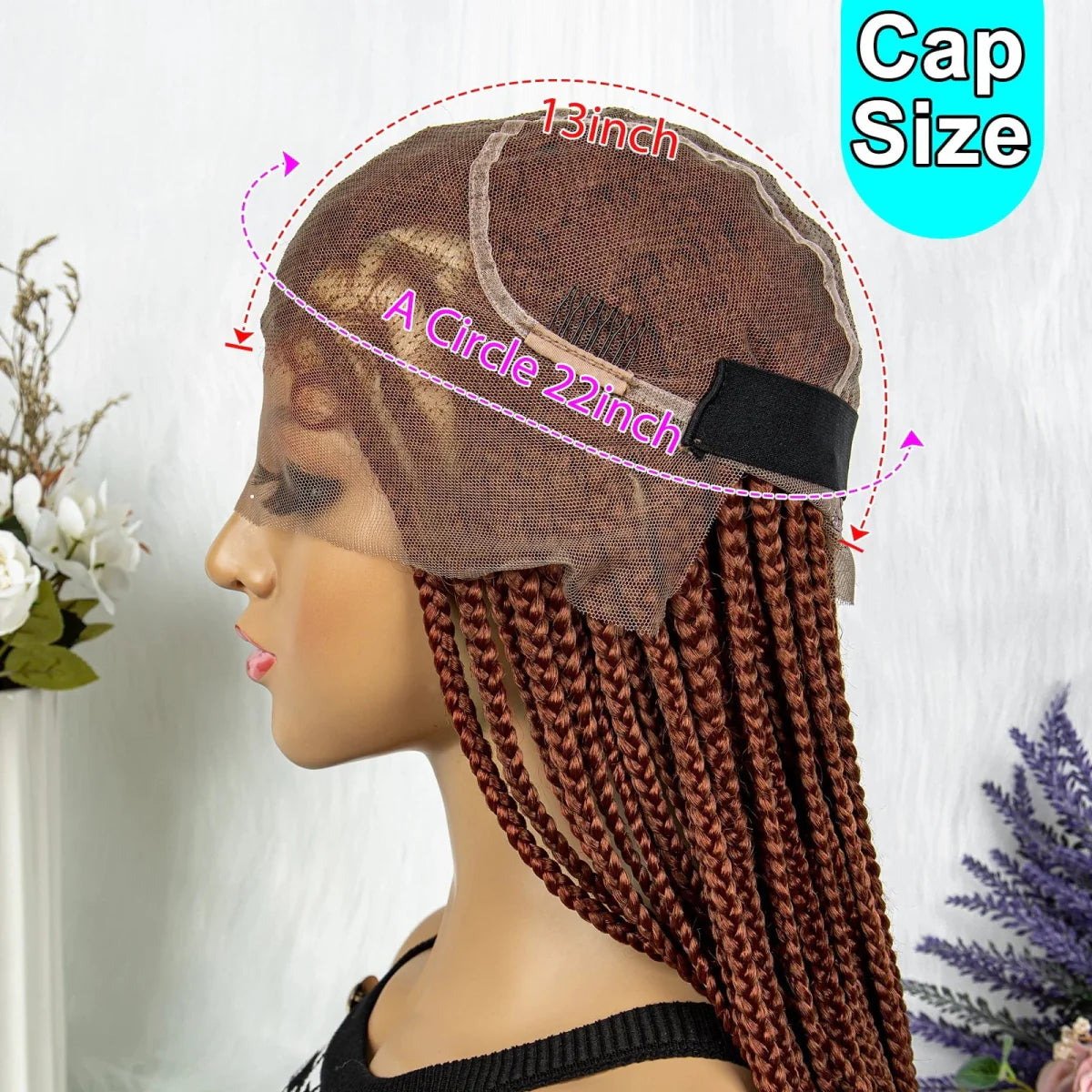 Synthetic Braided Wigs Transparent HD Full Lace Hair For Black Women Ginger Color Faux Locs Wig Crochet Knotless Box Braids Hair - SHOWLU FASHION STORE