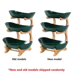 Table Plates Dinnerware Kitchen Fruit Bowl with Floors Partitioned Candy Cake Trays Wooden Tableware Dishes - SHOWLU FASHION STORE