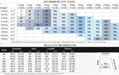 Tabla de tallas y medidas para traje de hombre con recomendaciones según peso y estatura.