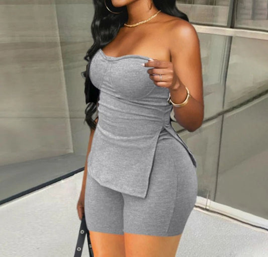 Two Piece Summer Outfits Women 2024 Fashion Sleeveless Top & Solid Shorts Y2k Casual Versatile Knit Suit for Female Streetwear - SHOWLU FASHION STORE