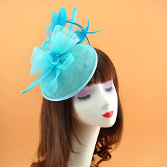 Vintage Bridal Party Jockey Top Hat Feather Headwear - SHOWLU FASHION STORE