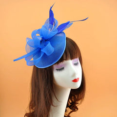 Vintage Bridal Party Jockey Top Hat Feather Headwear - SHOWLU FASHION STORE