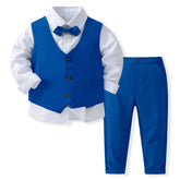 Wedding Attire Outfit Clothes Suit for Boy Ring Bearer Boy Outfits Boy's Gentleman Tuxedo Vest Bowtie Shirt Pants Kid Costume - SHOWLU FASHION STORE