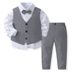 Wedding Attire Outfit Clothes Suit for Boy Ring Bearer Boy Outfits Boy's Gentleman Tuxedo Vest Bowtie Shirt Pants Kid Costume - SHOWLU FASHION STORE