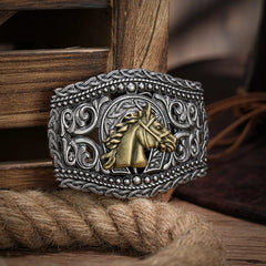 Western Belt Buckle Initial Vintage - Cowboy Rodeo Silver Large Skull Belt Buckle for Men Women - SHOWLU FASHION STORE