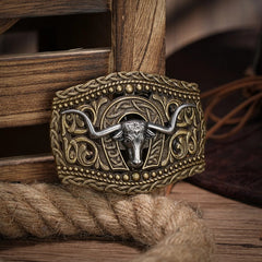 Western Belt Buckle Initial Vintage - Cowboy Rodeo Silver Large Skull Belt Buckle for Men Women - SHOWLU FASHION STORE