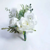 White Boutonniere Wedding Corsage Flowers Artificial Red Rose Bracelet for Bridesmaid Men Buttonhole Guests Marriage Accessories - SHOWLU FASHION STORE