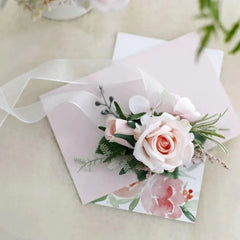 White Boutonniere Wedding Corsage Flowers Artificial Red Rose Bracelet for Bridesmaid Men Buttonhole Guests Marriage Accessories - SHOWLU FASHION STORE