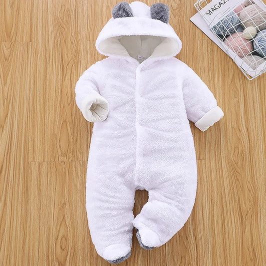 Winter Baby Girl Romper Newborn Infant Jumpsuit Clothes Ear Hooded Long Sleeve Footies Kid Boy Overalls Thicken Children A769 - SHOWLU FASHION STORE