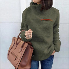 Winter Super Soft and Comfortable Solid Color Turtleneck Pullover Women's Sweater Fashion Zipper Sexy Top Ladies Hipster Clothes - SHOWLU FASHION STORE