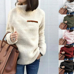 Winter Super Soft and Comfortable Solid Color Turtleneck Pullover Women's Sweater Fashion Zipper Sexy Top Ladies Hipster Clothes - SHOWLU FASHION STORE