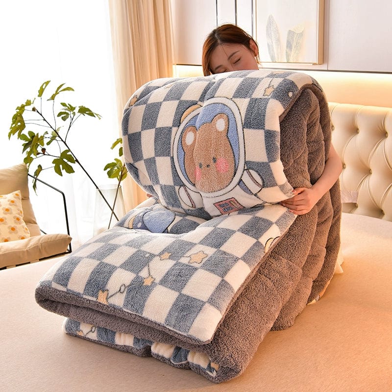 Winter Winter Quilt Thick Lambskin Duvet Insert Students Warm - Keeping Single Double Duvet Quilt 5.00kg Double - Sided Velvet Bedding - SHOWLU FASHION STORE