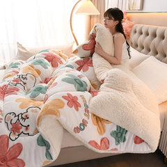 Winter Winter Quilt Thick Lambskin Duvet Insert Students Warm - Keeping Single Double Duvet Quilt 5.00kg Double - Sided Velvet Bedding - SHOWLU FASHION STORE