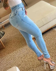Women Shaping Jeans Skinny Hole Pencil Pants Denim Push Up Butt Lift Jeans Slim Woman New Pantalones De Mujer Jean Mom Trousers - SHOWLU FASHION STORE