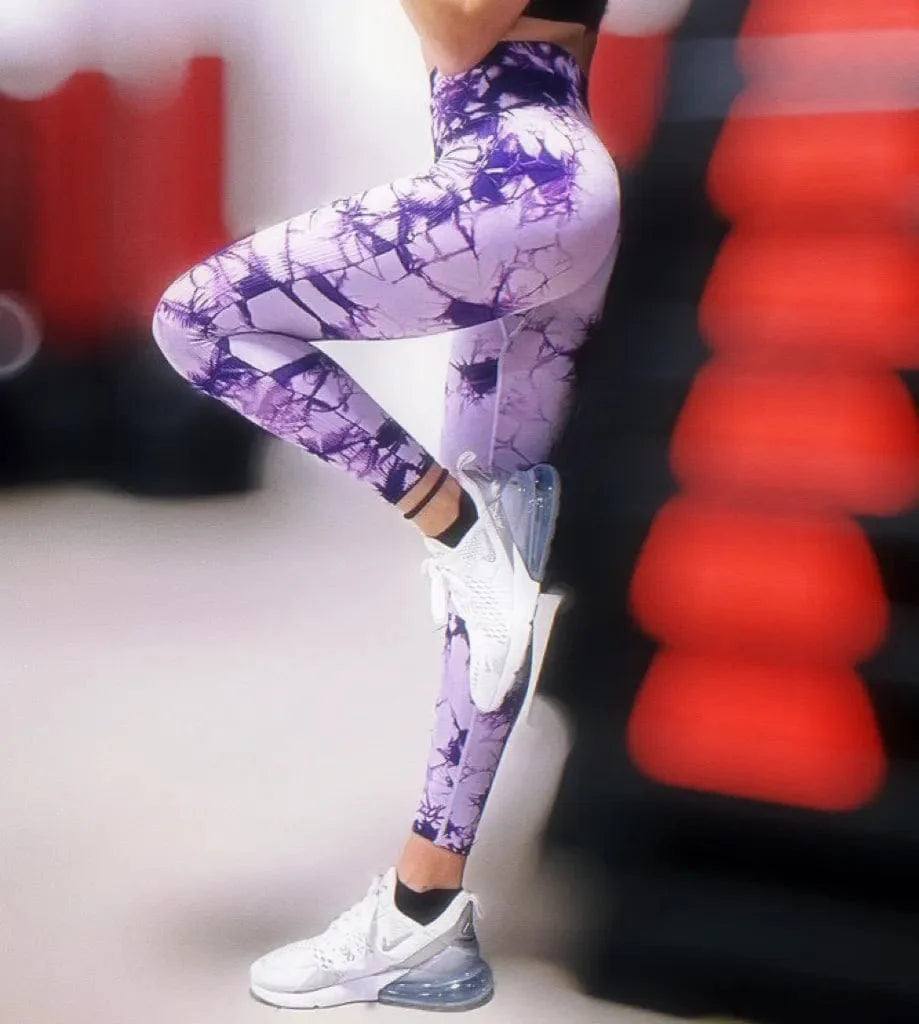 Women Tiedye Gym Leggings Seamless Mujer Push Up Booty Pants Scrunch Sports Fitness High Waist Workout Yoga Leggins Drop Ship - SHOWLU FASHION STORE