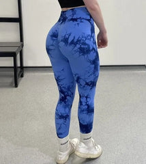 Women Tiedye Gym Leggings Seamless Mujer Push Up Booty Pants Scrunch Sports Fitness High Waist Workout Yoga Leggins Drop Ship - SHOWLU FASHION STORE