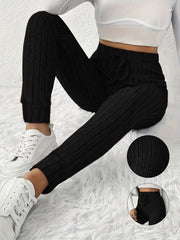 Women's knitted straight - leg slim - fit pants with a tightened waistband and tapered leg design, comfortable and fashionable every - SHOWLU FASHION STORE