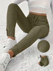 Women's knitted straight - leg slim - fit pants with a tightened waistband and tapered leg design, comfortable and fashionable every - SHOWLU FASHION STORE