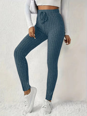 Women's knitted straight - leg slim - fit pants with a tightened waistband and tapered leg design, comfortable and fashionable every - SHOWLU FASHION STORE