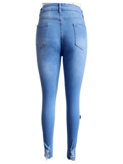 Women's Pocket Ripped Pants High Street Fashion Casual Autumn Solid Color Personalized jeans - SHOWLU FASHION STORE