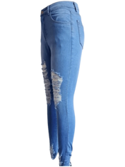 Women's Pocket Ripped Pants High Street Fashion Casual Autumn Solid Color Personalized jeans - SHOWLU FASHION STORE