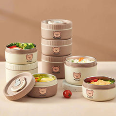 WORTHBUY Portable Insulated Lunch Box 304 Stainless Steel Thermal Bento Box Leak Proof Microwave Safe Salad Food Container Box - SHOWLU FASHION STORE