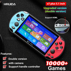 x7 plus 5 1 inch Double version handheld game console High - Definition Screen Handheld Portable Audio And Video Player 10000+game - SHOWLU FASHION STORE