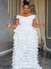 XL - 5XL Plus Size Elegant Maxi Dress 2024 Autumn Women Bohemian Dress Casual Short Sleeve Robe Off Shoulder Dress Oversize - SHOWLU FASHION STORE