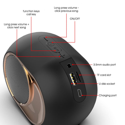 Powerful Rock Bass Subwoofer Built - in HD Microphone Sound Box 8 Hours Listening Time Portable Bluetooth Wireless Speakers - SHOWLU FASHION STORE