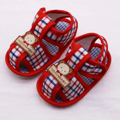 0-18M Summer Bear Pattern Hollow Sandals For Baby Boy Girl Cotton Infant Newborn Toddler Kids Soft Sole Shoes First Walker